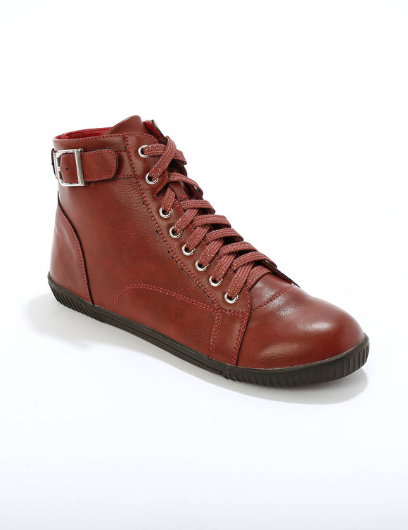 Baskets montantes zippées à boucle dorée (bordeaux) Baskets montantes zippées à boucle dorée (bordeaux)